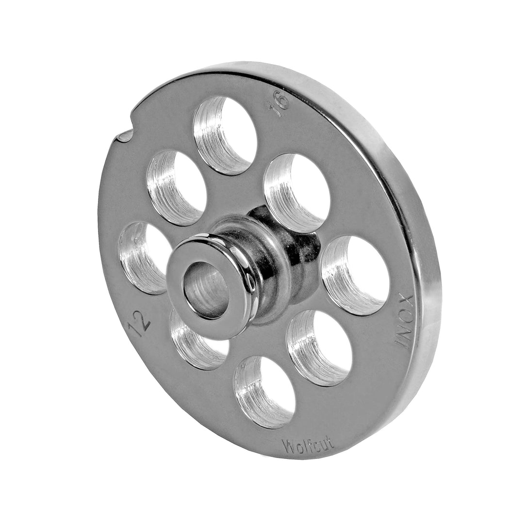 Wolfcut INOX Lochscheiben mit Nabe kompatibel mit Fleischwolf Hendi Kitchenline 12 (16,0 mm), 16,0 m