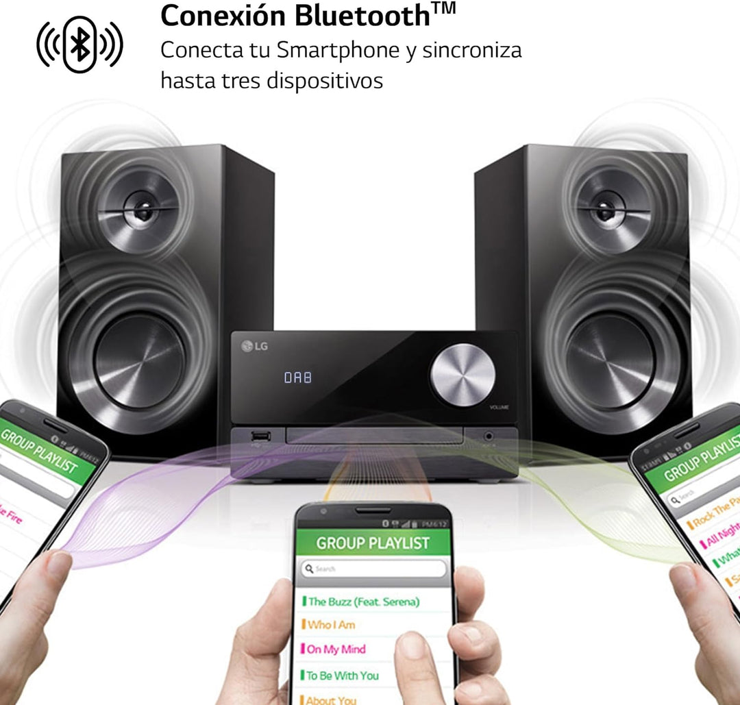 LG Electronics CM2460DAB Mini Hifi-Anlage mit Digital Radio, mit USB, Schwarz Single, Single