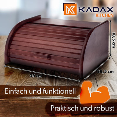 KADAX geräumiger Brotkasten aus hochqualitativem Holz, Brotbehälter mit Rolldeckel für längere frisc