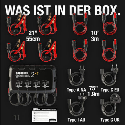 NOCO GENIUS2X4: 8A (2A/Bank) Ladegerät, 6V/12V Batterieladegerät, Erhaltungsladegerät und Desulfator