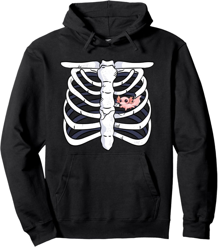 Axolotl Skelett Brustkorb Herz Karneval Faschings Kostüm Pullover Hoodie