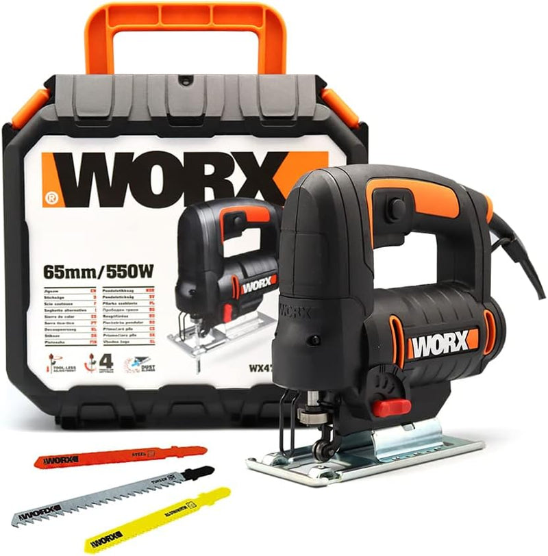 WORX WX477.1 Stichsäge 550W zum Schneiden von Holz, Stahl & Aluminium - ideal für Gehrungsschnitte –