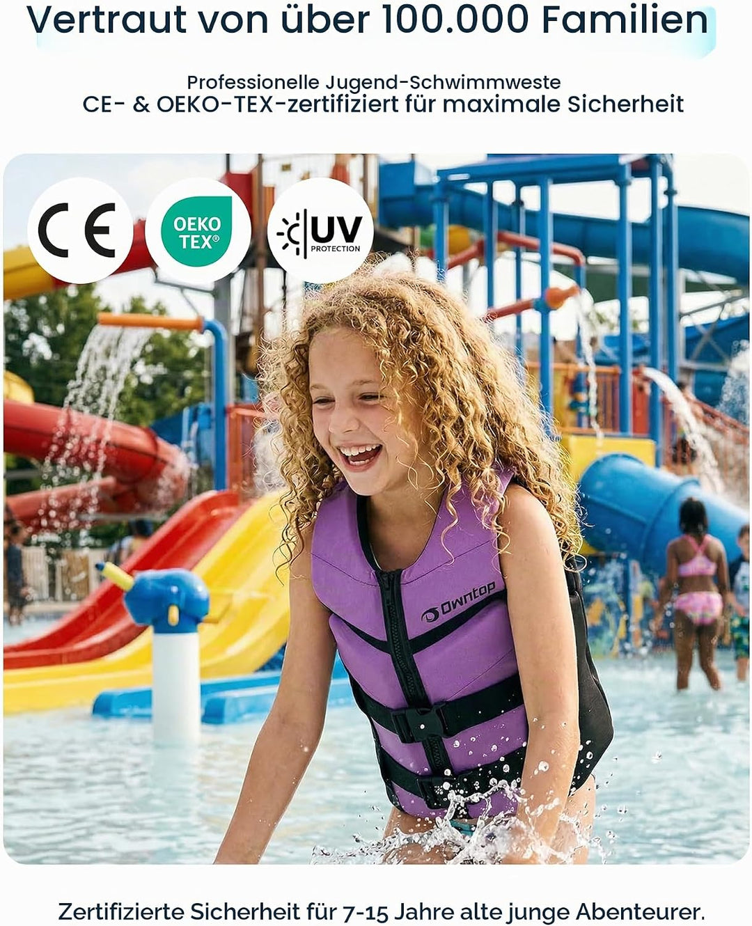 Owntop Schwimmhilfe für Jugend Kinder, verstellbare Auftriebsweste Unisex, Schwimmweste mit Sicherhe