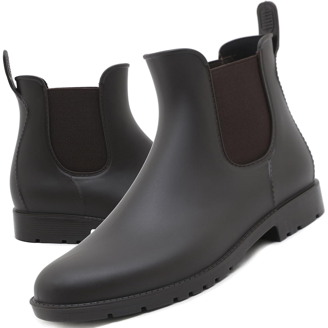 Acfoda Unisex-Erwachsene Gummistiefel Wasserdicht mit Blockabsatz, Gr.35-43 41 EU Braun, 41 EU Braun