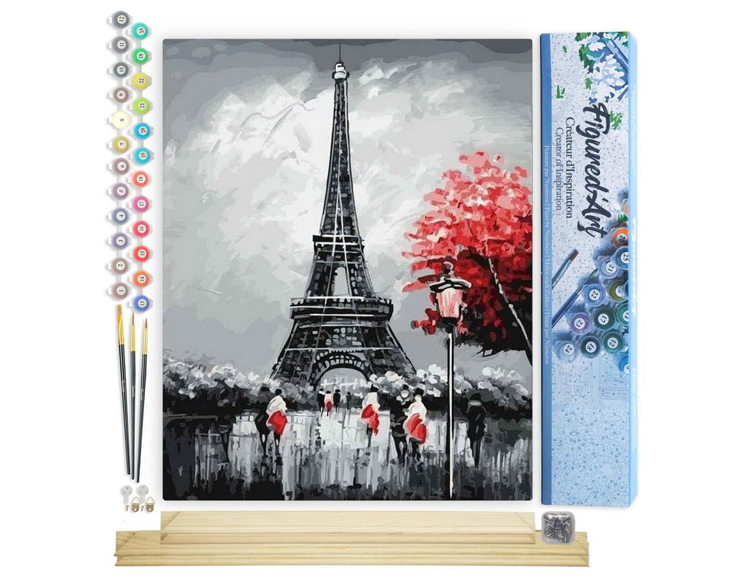 Figured'Art Malen Nach Zahlen Erwachsene Mit Rahmen Paris Eiffelturm - Paint by Numbers Basteln DIY