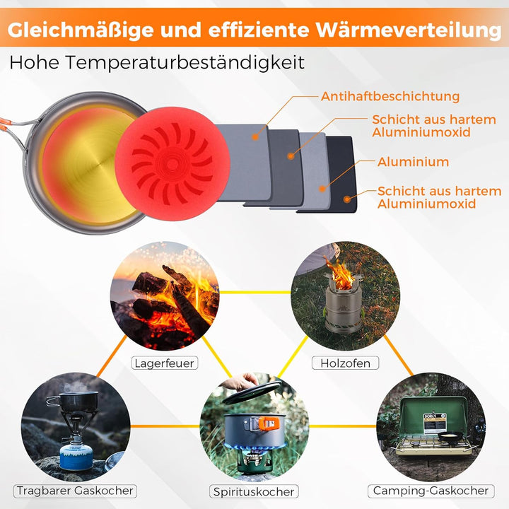Bulin Camping Kochgeschirr Outdoor Ausrüstung Camping Topf 1-4 Personen Wandern Rucksackreisen Gear