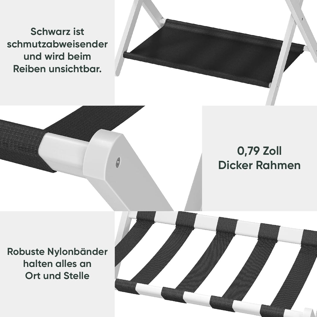 Semiocthome Kofferständer, 2er-Set, Faltbarer Gepäckträger aus Bambus mit Ablage für Gästezimmer, Sc