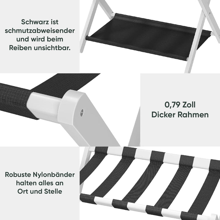 Semiocthome Kofferständer, 2er-Set, Faltbarer Gepäckträger aus Bambus mit Ablage für Gästezimmer, Sc