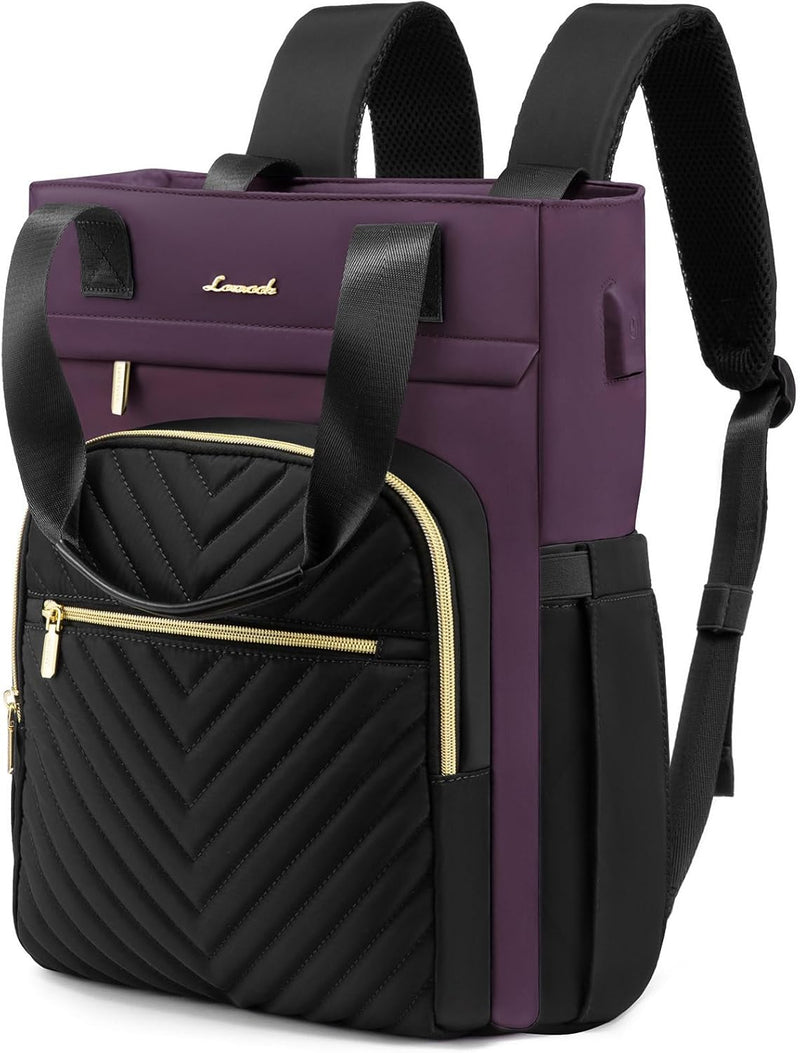 LOVEVOOK Laptop Rucksack Damen Elegant 15.6 Zoll 2 in 1 Handtasche Rucksack Wasserdicht Schulrucksac