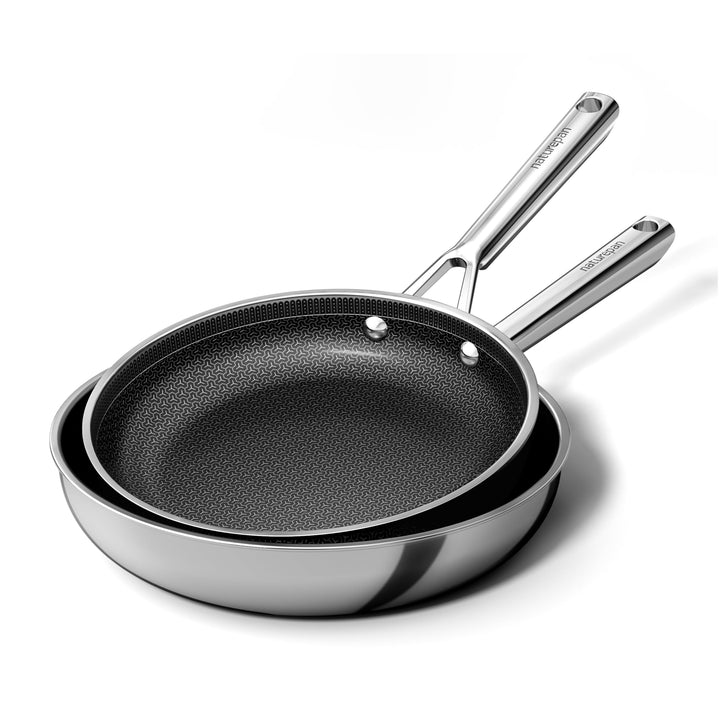 DiamondTitan Edelstahlpfanne Pfannenset 2-teilig (24+28cm), Antihaft Keramikpfanne, Bratpfanne für a