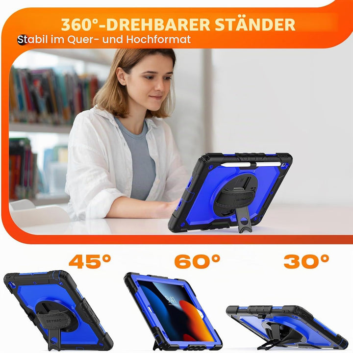SEYMAC stock Hülle für iPad 9./8./7. Generation 10,2 Zoll 2021/2020/2019, Stossfeste Hülle mit Displ