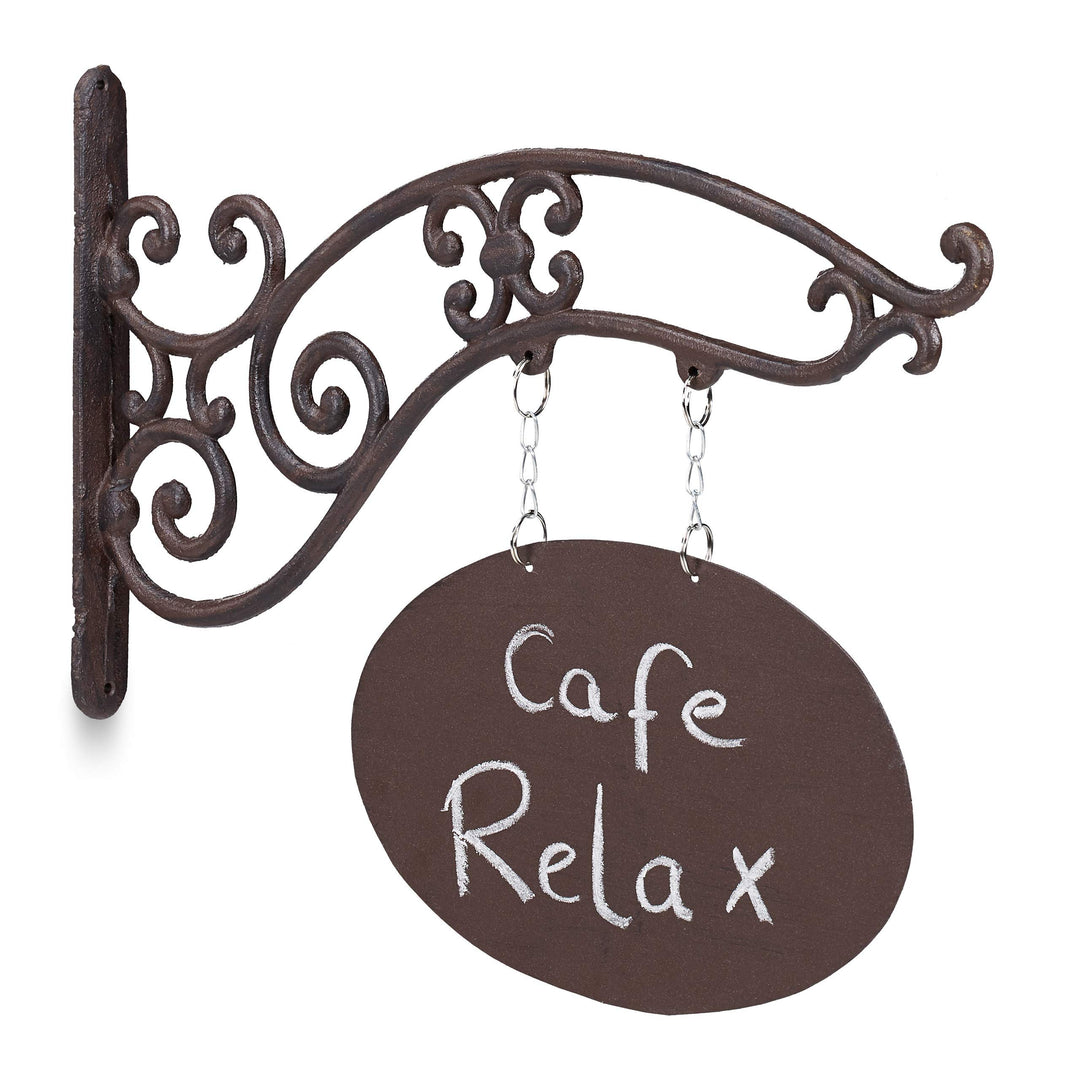 Relaxdays Ladenschild, Antik-Design, zum Beschriften, Schild mit Ausleger, Gusseisen, Bar, Geschäft,