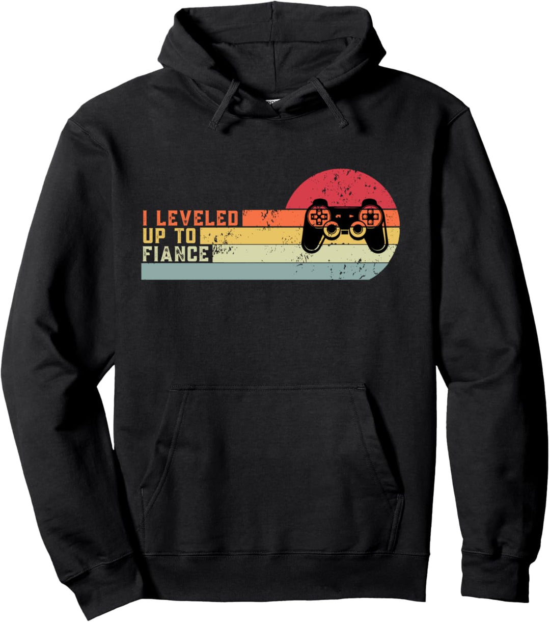 Leveled Up To Fiance Est 2021 Promoted Fiance Couple Gamer Pullover Hoodie