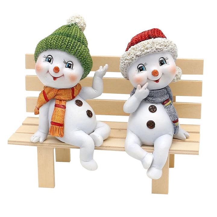 Dekohelden24 Schneekinder mit Mütze und Schal in rot-grün als Kantensitzer im 2er Set, L/B/H je Figu
