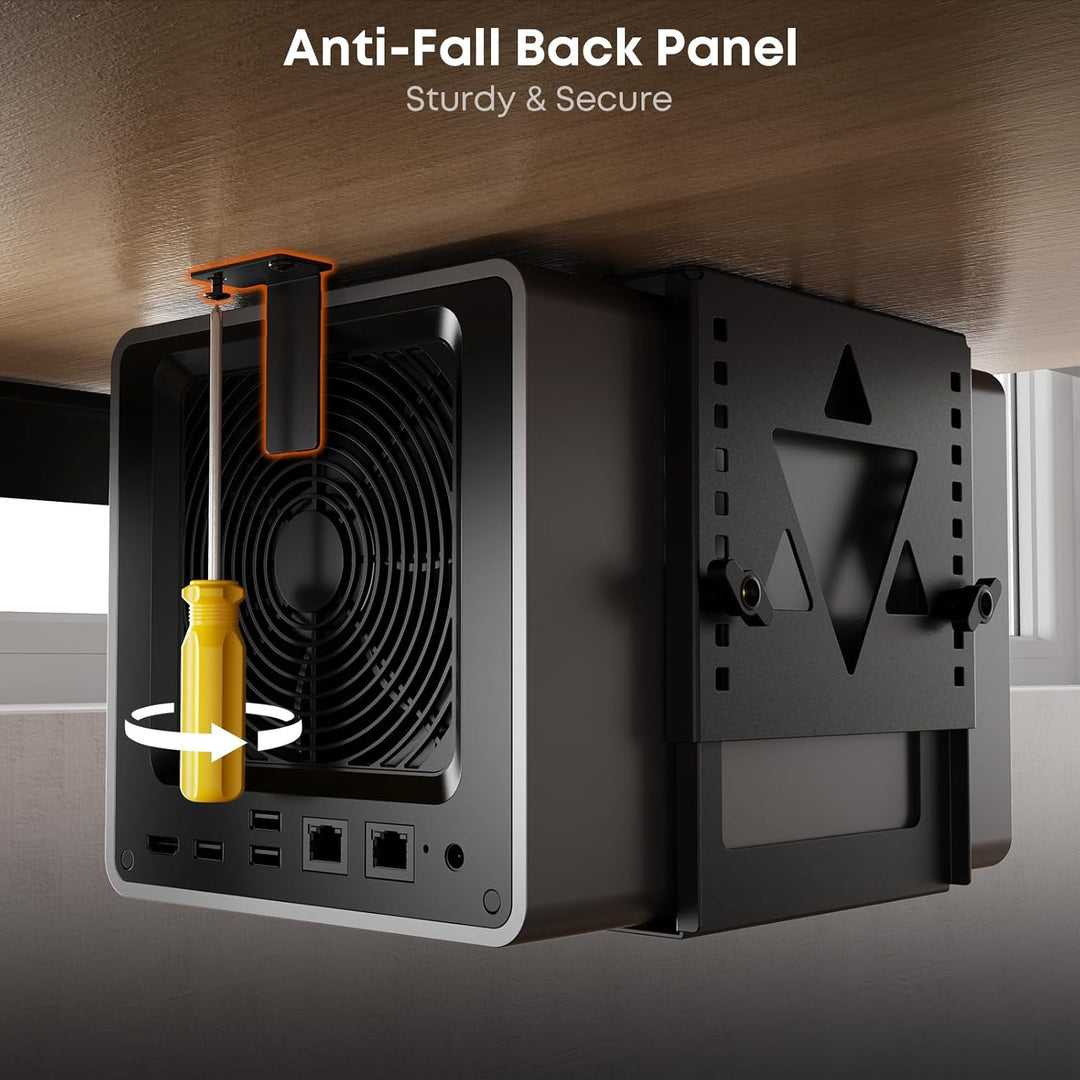 PUTORSEN Untertisch Halterung für Mini-PC/NAS, Höhen- und breitenverstellbare PC Halterung unter Sch