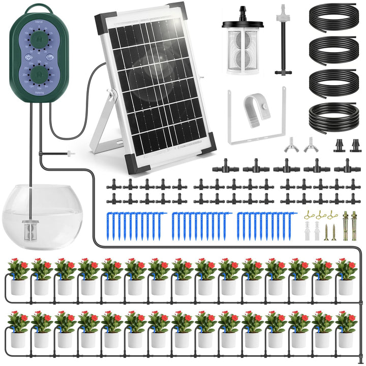 Solar Bewässerungssystem für 30 Topfpflanzen mit 35M Tropfschlauch | Automatische Bewässerung, Auto