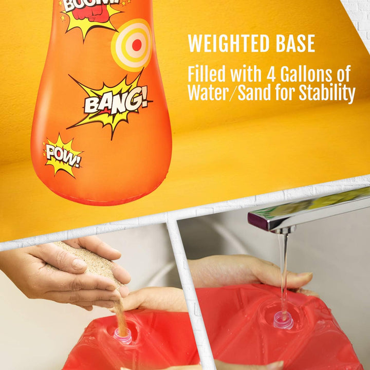 Novelty Place Kid's aufblasbarer Boxsack - 4 Fuss hoch Freistehender Buddy - Hit & Bounce Back Air B