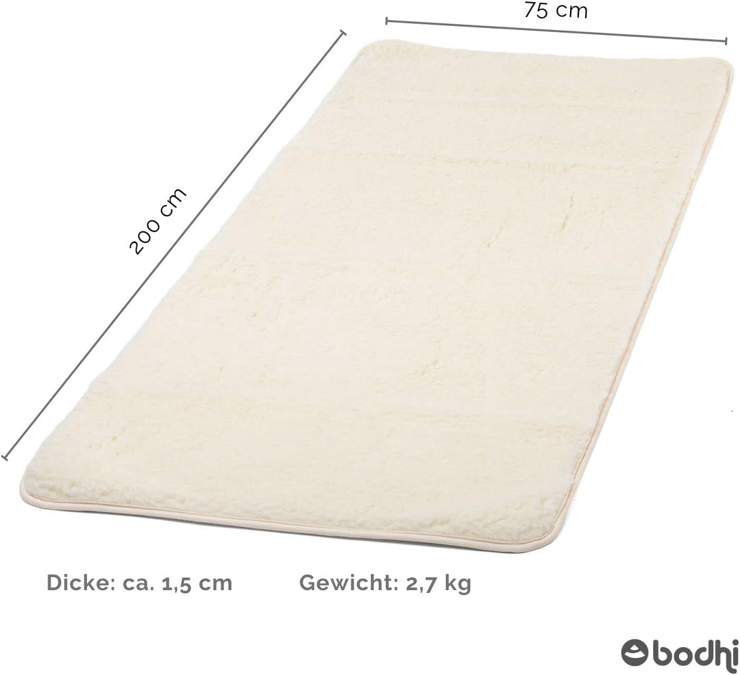 bodhi Schurwoll-Yogamatte Natur | Premium Schurwollmatte (umsäumt) | Extra Dicke & Weiche Schurwolle