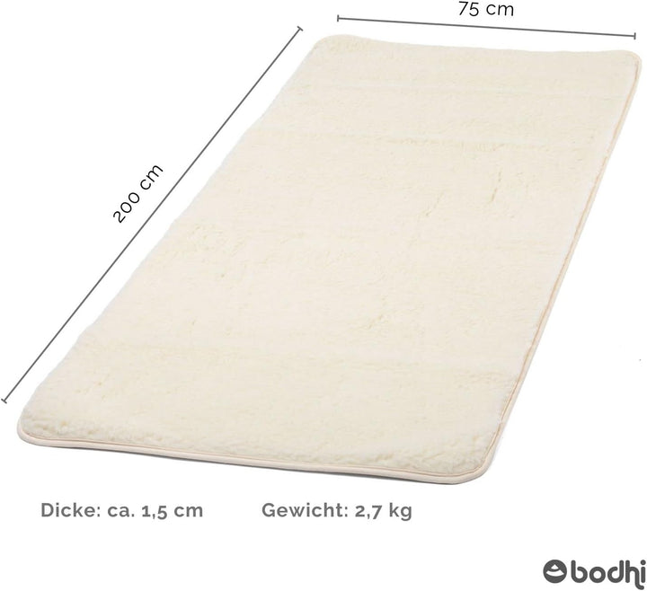 bodhi Schurwoll-Yogamatte Natur | Premium Schurwollmatte (umsäumt) | Extra Dicke & Weiche Schurwolle