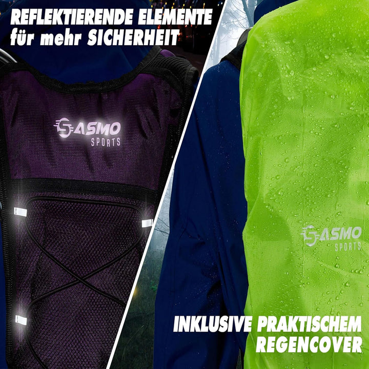 SASMO® Laufrucksack Damen 6L (Beere) mit Thermofach | Lauf Rucksack - Ultraleicht 300g | Laufrucksac