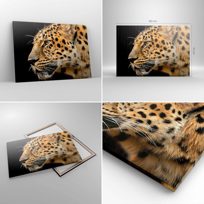 Bilder auf Leinwand 100x70cm Leinwandbild Tiere Leopard wilde Katze wilde Tiere Gross Wanddeko Bild