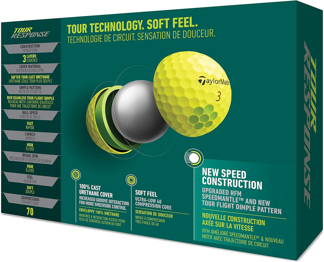 TaylorMade 2022 Tour Response gelb Streifen Dutzend, gelb Streifen Dutzend