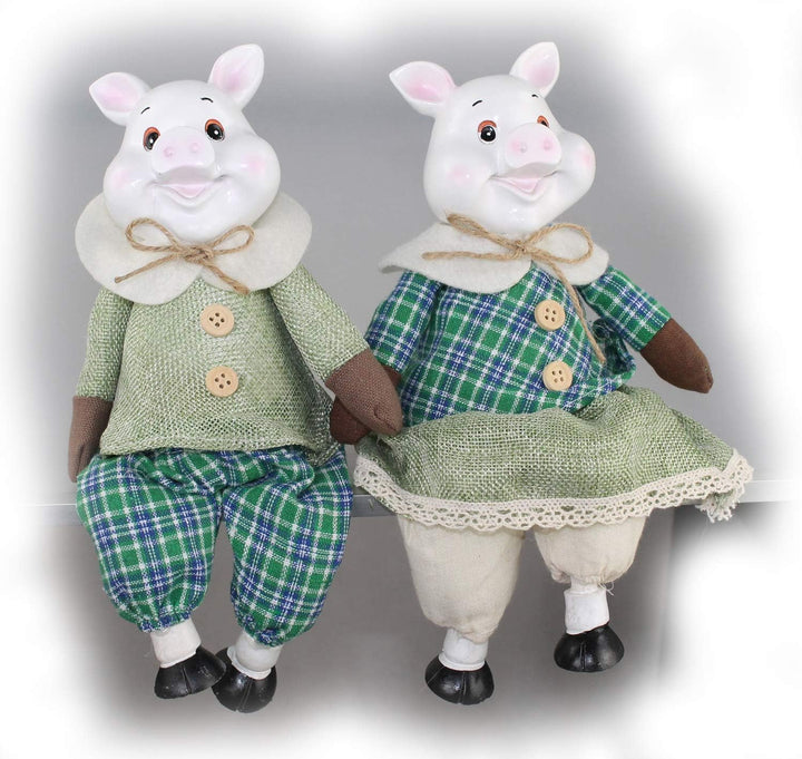 GMMH Design Neues Jahres Symbol 2019 Osterhase Paar Osterdeko Ostern Dekoration Figur (Schwein 25 cm