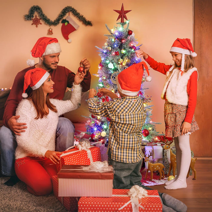 Weihnachtsbaum Künstlich mit Beleuchtung, 125cm 4ft Künstlicher Weihnachten Baum Schnee mit 150 Warm