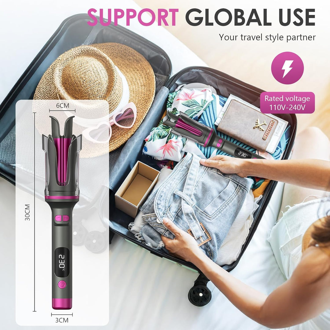 Lockenstab Automatisch Professioneller, Curling Iron, Rotierender Anti-Verbrühungs-Keramik-Lockensta