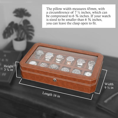 ROTHWELL 12 Slot Leder Uhrenbox - Luxus Uhrengehäuse Display Organizer, Herren Aufbewahrungsboxen Ha