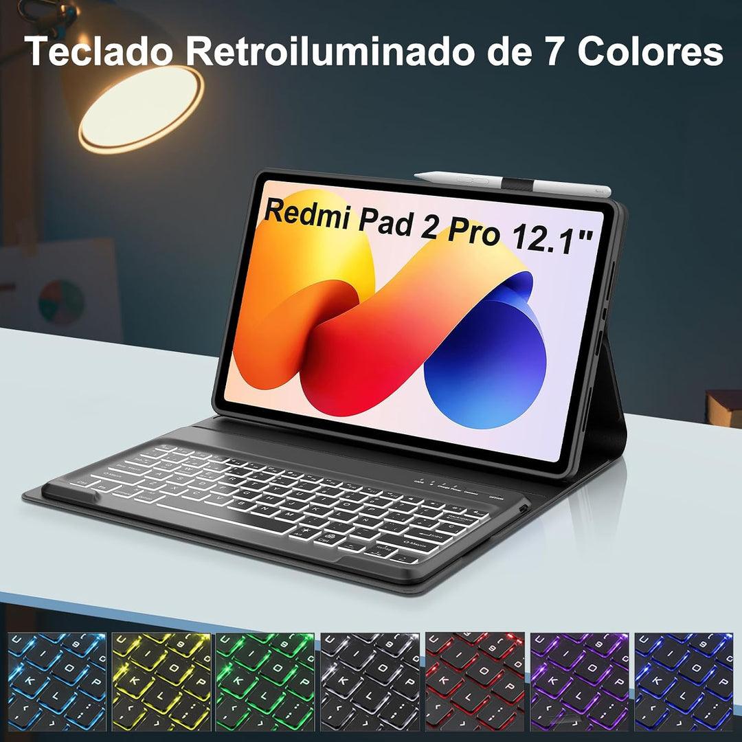 FOGARI Tastatur für Redmi Pad 2 Pro 30,5 cm (12,1 Zoll) 2025, mit spanischer Tastatur, mit Bluetooth