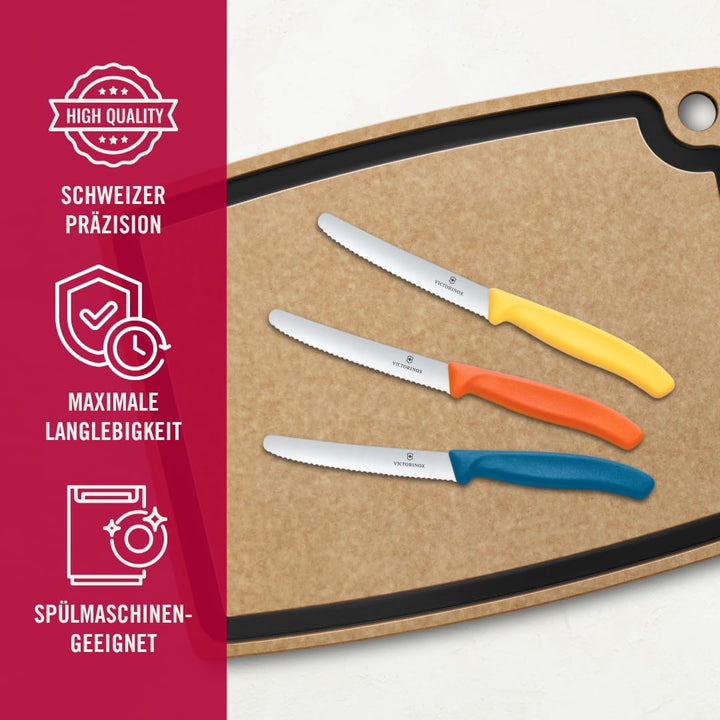 Victorinox Swiss Classic, Frühstücksmesser, Brötchenmesser Set 6teilig, Scharfe Klinge, Wellenschlif
