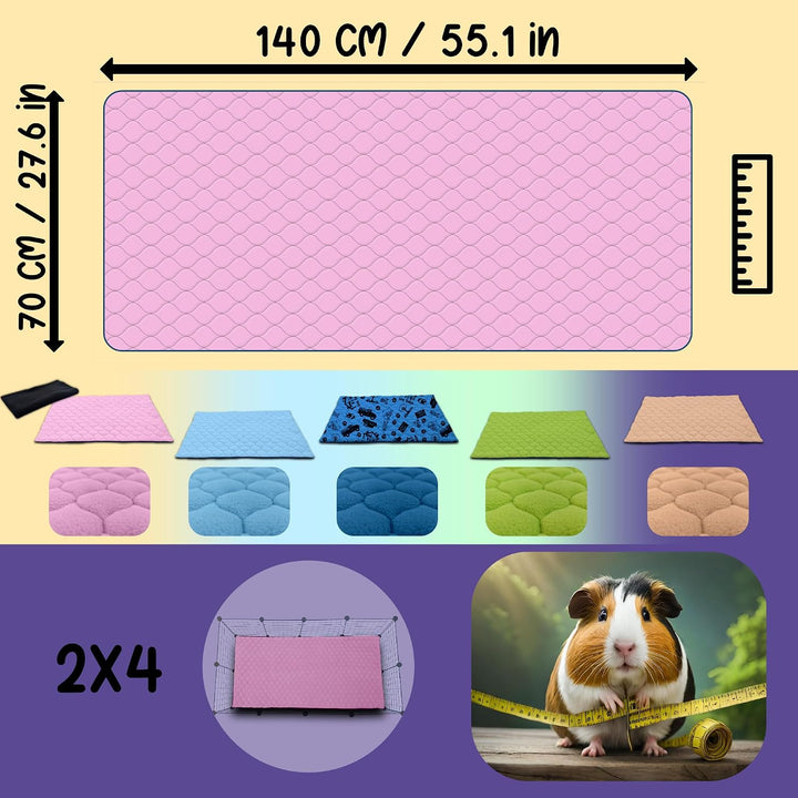 2 Stück Käfigeinlage für Kaninchen und Meerschweinchen mit Abnehmbarer Fleece-Tunneldecke - perfekte