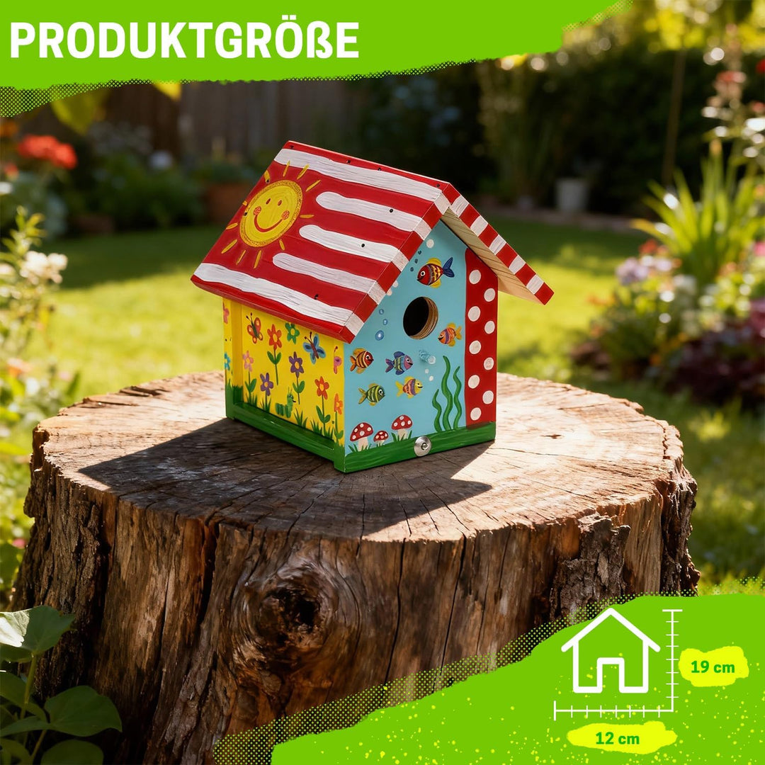 ITA DIY Nistkasten zum Zusammenbauen und Bemalen Flyway - mit Hammer, Farben &amp; 3 Pinsel - Holz Baste