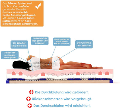 Schlummerparadies® anpassungsfähige 7-Zonen viscoelastische Viscose + HR-Kaltschaum Matratze mit Ten