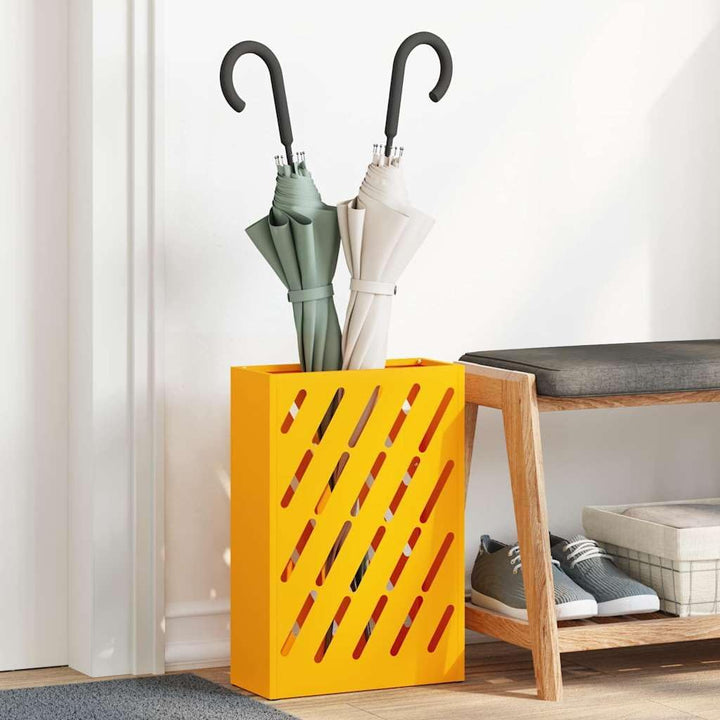 vidaXL Sonnenschirmhalter Senfgelb 28 x 12 x 41 cm Stahl, Stylischer Regenschirmständer, rechteckige