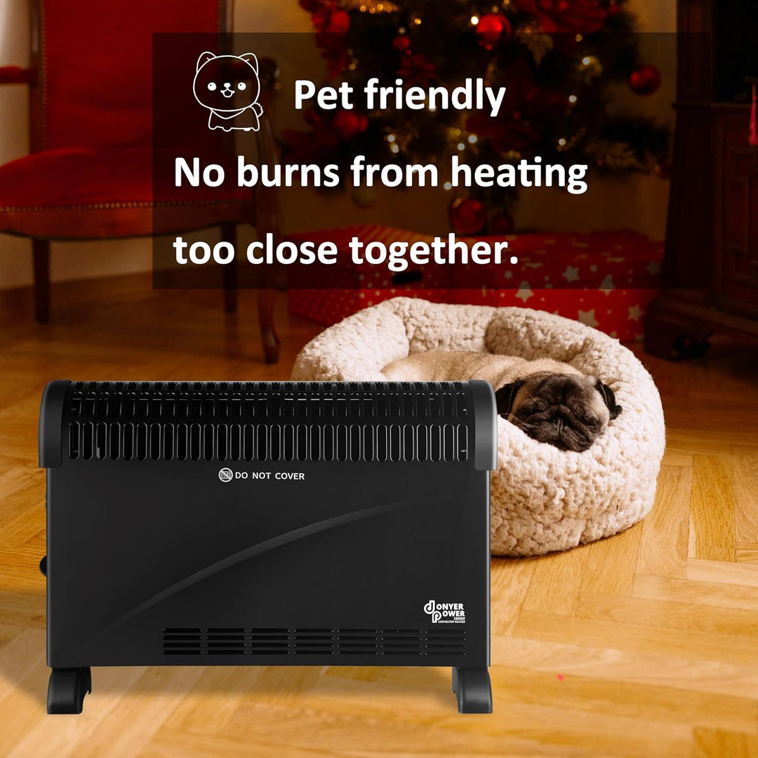 DONYER POWER Konvektor-Heizkörper 2000W Raumheizung mit einstellbarem Thermostat Schwarz Weiss, Weis