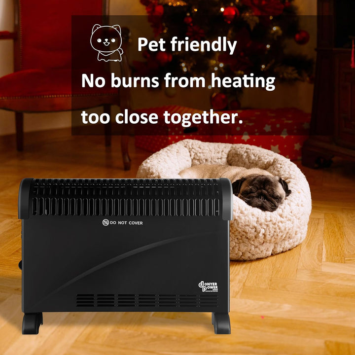 DONYER POWER Konvektor-Heizkörper 2000W Raumheizung mit einstellbarem Thermostat Schwarz Weiss, Weis