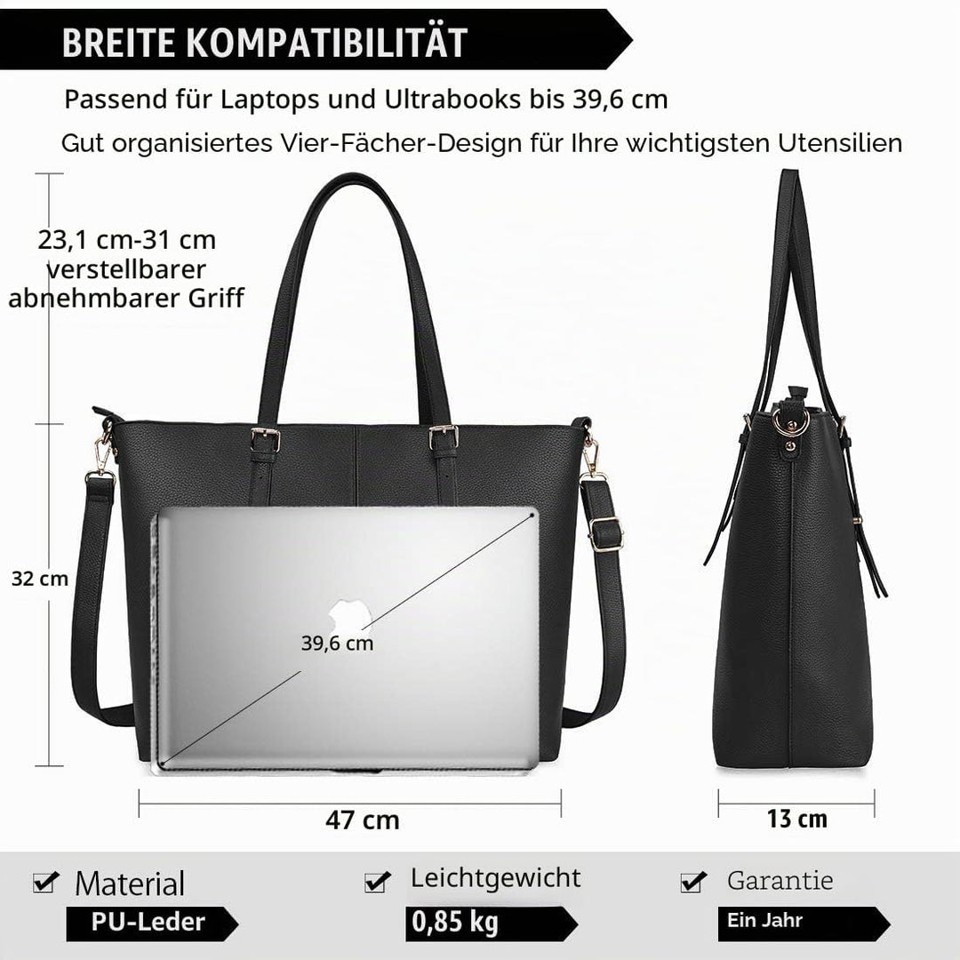 NUBILY Laptop Damen Handtasche 15,6 Zoll Shopper Handtasche Elegant Leder Taschen Grosse Leichte Ele