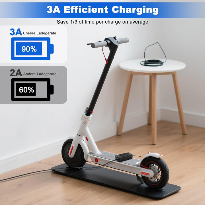 JIZZU Ladegeräte für Scooter, 42 V 3 A AC Hoverboard Adapter, Universal Netzteil Ladegerät mit 4 Ans