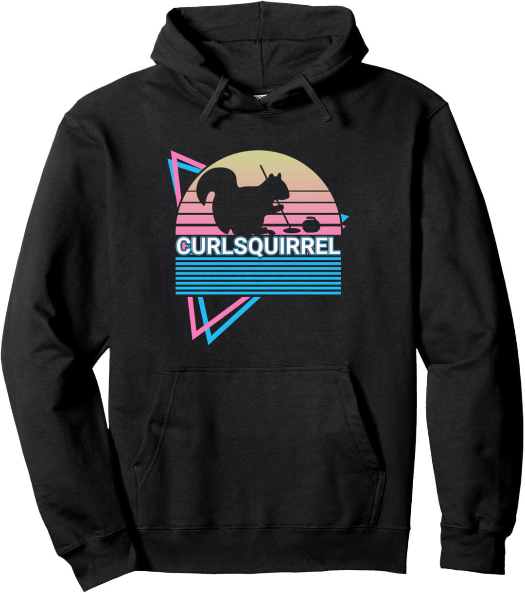 Curling Stone Curling Player Retro Curlsquicorn Pullover Hoodie