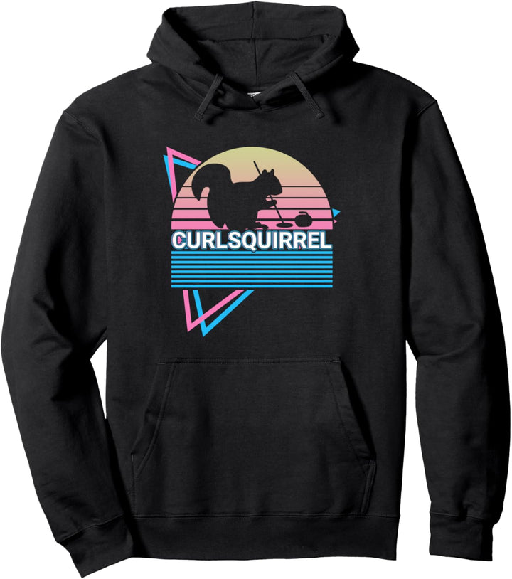 Curling Stone Curling Player Retro Curlsquicorn Pullover Hoodie