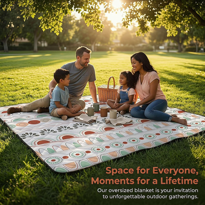 Picknickdecke 200x200 cm, XXL Stranddecke Waschbar & Wasserdicht, Boho Picknickmatte Isoliert für Ou