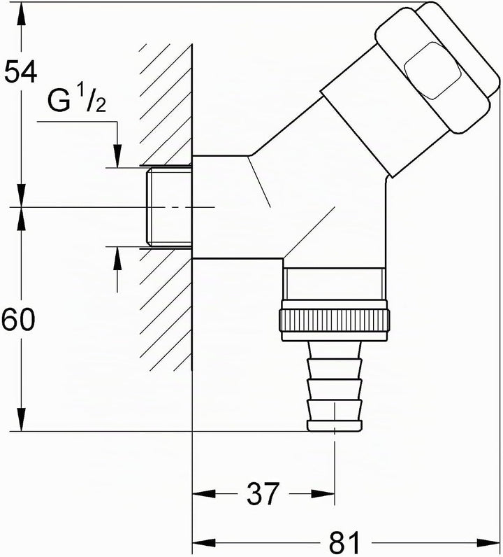 GROHE Original WAS Anschlussventil (DN15, Wandmontage, eigensicher gegen Rückfliessen), 41010000, Si