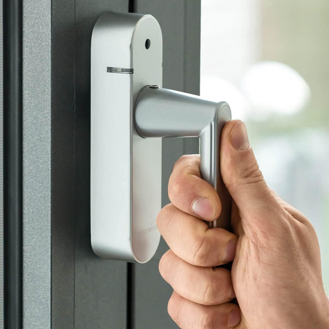 Schellenberg 46513 Fenstergriff mit Alarmfunktion, Balkontürgriff, Smart Home Funk-Alarmgriff - für