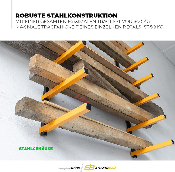 StrongRack R600 Schwerlastregal ⏐ Aufbewahrung Regal und Garage Organizer mit 6 Ebenen ⏐ Wandhalteru