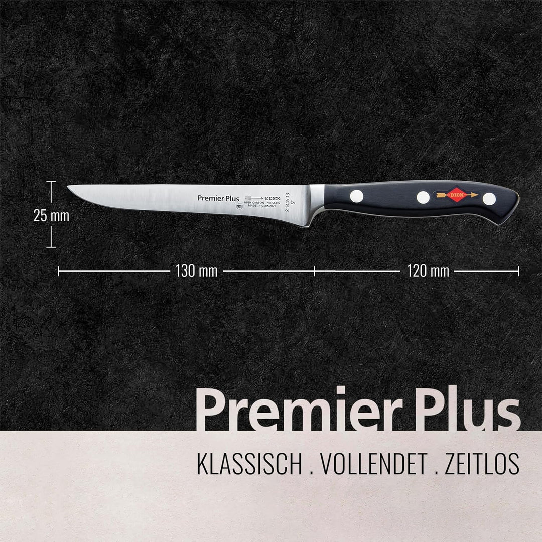 F. DICK Ausbeinmesser, Premier Plus (Messer mit Klinge 13 cm, X50CrMoV15 Stahl, nichtrostend, 56° HR