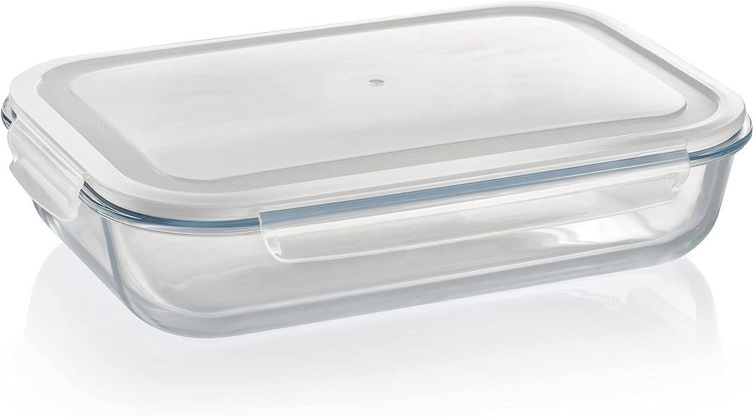 Grizzly XXL Glas Frischhaltedose, 3600 ml, luftdicht, rechteckig, Click-Verschluss, vielseitige Vorr