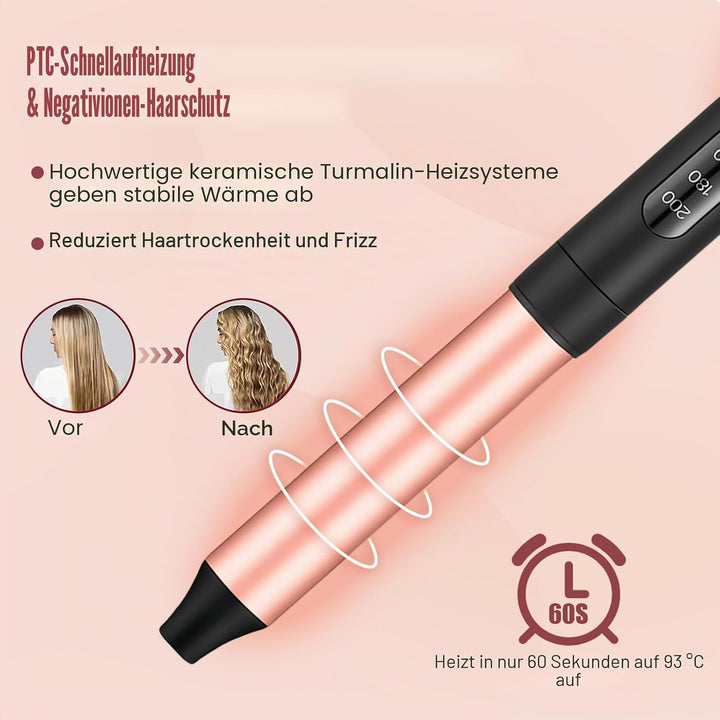 Flintronic Lockenstab, 6 in 1 Lockenwickler Set mit 6 Multifunktions Austauschbare Keramikbeschichtu