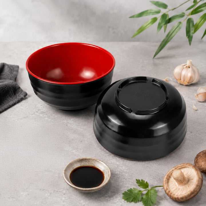 30 Stück Ramen Schalen Set für 6 Personen Japanisches Geschirr Set mit Suppenschalen Löffeln Essstäb